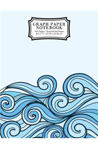 Graph Paper Notebook: Blue Waves Drawing Grid Paper Composition Notebook, Graphing Paper, Quad Ruled