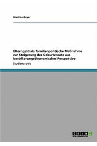 Elterngeld als familienpolitische Maßnahme zur Steigerung der Geburtenrate aus bevölkerungsökonomischer Perspektive
