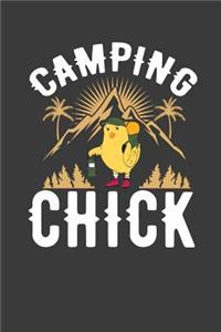 Camping Chick: Camping Journal For Women, Backpacking And Hiking Yellow Chicken Graphic Glossy Cover (6 x 9, 120 pages, blank lined white journal paper)