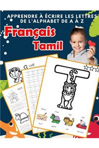 Apprendre à écrire les lettres de l'alphabet de A à Z Français Tamil