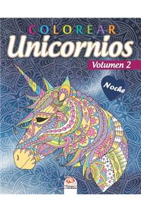 colorear unicornios 2 - Noche