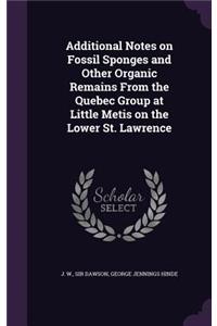 Additional Notes on Fossil Sponges and Other Organic Remains from the Quebec Group at Little Metis on the Lower St. Lawrence