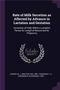 Rate of Milk Secretion as Affected by Advance in Lactation and Gestation
