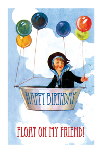 Boy Lifted by Balloons - Birthday Greeting Card