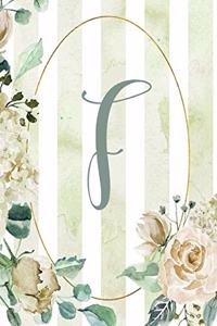 2020 Weekly Planner, Letter F, Green Stripe Floral Design