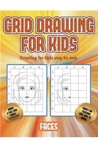 Drawing for kids step by step (Grid drawing for kids - Faces)