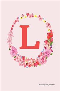 Monogram Journal - Initial L (Pink Flower)