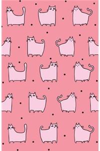 Journal Notebook For Cat Lovers - Funny Cat Pattern In Pink