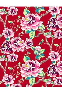 My Big Fat Journal Notebook Red Tokyo Rose Pattern On Red