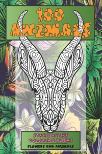 Stress Relief Coloring Books Flowers and Animals - 100 Animals