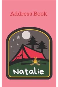 Natalie: Personalized Address Book for Girls who Love Camping and Summer Camp