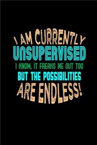 I am currently unsupervised. I know, it freaks me out too. But the possibilities are endless!