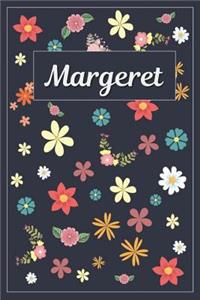 Margeret: Lined Writing Notebook with Personalized Name 120 Pages 6x9 Flowers