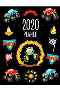 Monstertruck Planer 2020: Monatsplaner 2020 mit Wochenübersicht - Raum für Notizen - Januar - Dezember 2020 Agenda - Ideal für die Schule, Studium und das Büro