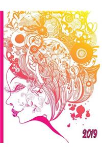Colorful Woman and Hair Doodle