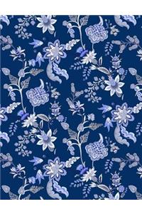 My Big Fat Journal Notebook Blue Chinoiserie Pattern On Navy