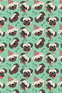 Journal Notebook Funny Pugs Pattern 4