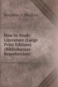 How to Study Literature (Large Print Edition) (Bibliobazaar Repoduction)