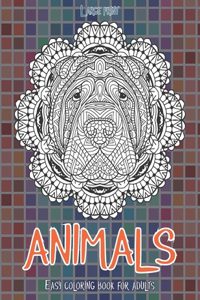 Easy Coloring Book for Adults - Animals - Large Print