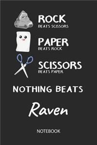 Nothing Beats Raven - Notebook: Rock Paper Scissors Game - Blank Ruled Kawaii Personalized & Customized Name Notebook Journal Girls & Women. Cute Desk Accessories & Kindergarten Wr