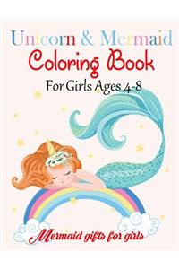 Unicorn & Mermaid Coloring Book for Girls Ages 4-8
