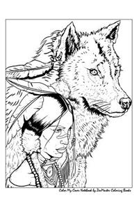 Color My Cover Notebook (Native American Woman and Wolf)