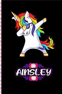 Ainsley - Dabbing Unicorn personalized named Notebook