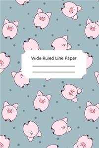 Cute Baby Pig Theme Wide Ruled Line Paper