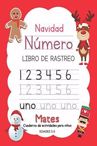 Navidad Número Libro De Rastreo Mates Cuaderno de actividades para niños Edades 2-5