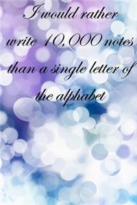 I would rather write 10,000 no single letter of the alphabet