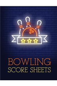 Bowling Score Sheet: Bowling Game Record Book - 118 Pages - Red Ball Light Sign Design