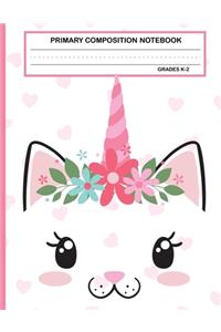 Primary Composition Notebook Grades K-2 Kawaii Kitty Cat