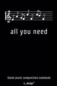 Music Notebook for Music Composition / Song-Writing / Song-Texting / Songtext Writing
