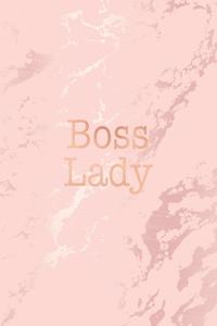 Boss Lady: Inspirational Quote Notebook, Soft Pink Marble and Rose Gold - 8.5 x 11, 120 College Ruled Pages