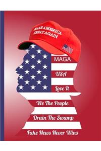 Make America Great Again MAGA USA Love It We The People Drain The Swamp Fake News Never Wins