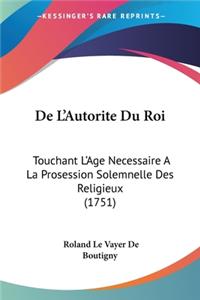 De L'Autorite Du Roi