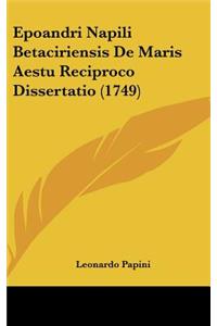Epoandri Napili Betaciriensis de Maris Aestu Reciproco Dissertatio (1749)