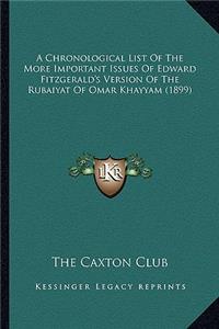 Chronological List of the More Important Issues of Edward Fitzgerald's Version of the Rubaiyat of Omar Khayyam (1899)