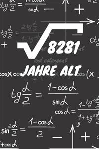 8281 Jahre alt: 91. Geburtstag Liniertes Mathe Wurzel Geburtstags Notizbuch oder Gästebuch Geschenk liniert - Journal mit Linien