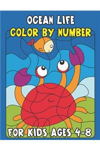 Ocean Life Color By Number for Kids Ages 4-8