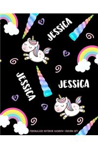 Jessica Personalized Notebook Rainbow Unicorn Gift
