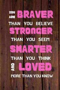 You Are Braver Than You Believe Stronger Than You Seem Smarter Than You Think And Loved More Than You Know