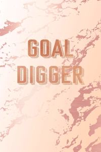 Goal Digger: Inspirational Quote Bullet Journal, Classic Pink Marble and Rose Gold - 6 x 9, 120 Dot Grid Pages