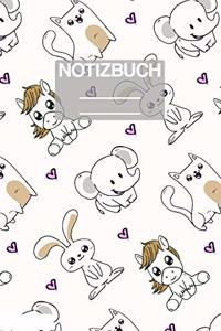 Notizbuch A5 Muster Zeichnung Baby Elefant Einhorn Hase Suess Niedlich Kind Kinder