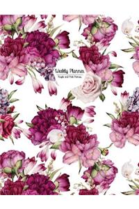 Weekly Planner: Purple and Pink Peonies: Weekly Planner 8.5 X 11, Weekly Planner Undated, Weekly Planner Notebook, Weekly Planner Journal, Weekly Planner Book, Weekly Planner for College, Weekly Planner 52 Weeks, Weekly Planner Office, Weekly Plann