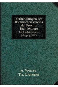 Verhandlungen Des Botanischen Vereins Der Provinz Brandenburg Fünfundvierzigster Jahrgang. 1903
