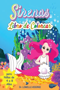 Libro para colorear de sirenas para niñas de 4 a 8 años