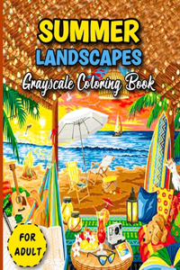 Summer Grayscale Coloring Book