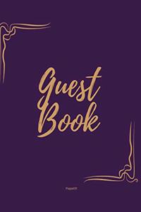 Guest Book - Golden Frame #1 on Pink Paper