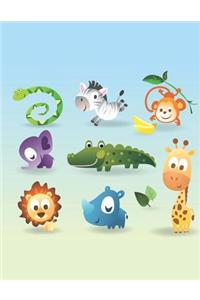 Cute African Animals Blank Lined Notebook